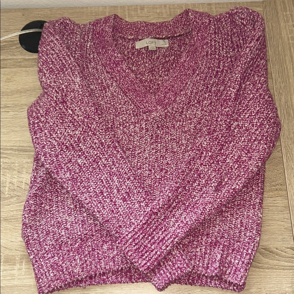 LOFT Magenta V-Neck Sweater